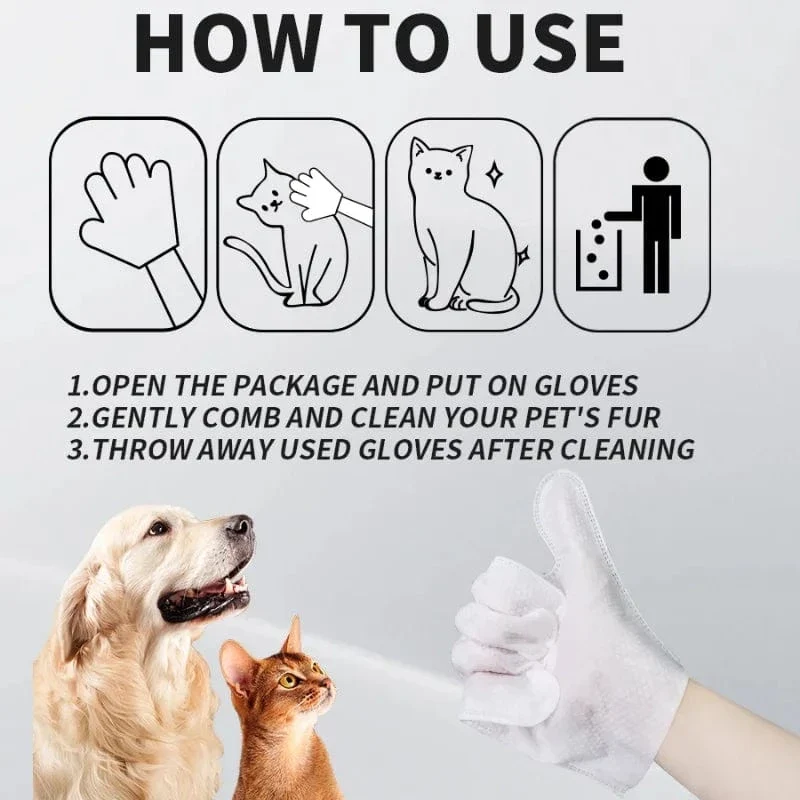 1/2er-Pack Einweg-Reinigungshandschuhe für Haustiere, waschfrei, für Katzen und Hunde, SPA-Badezubehör, Massage, Vliesstoff, keine Spülung, Augenwischhandschuhe