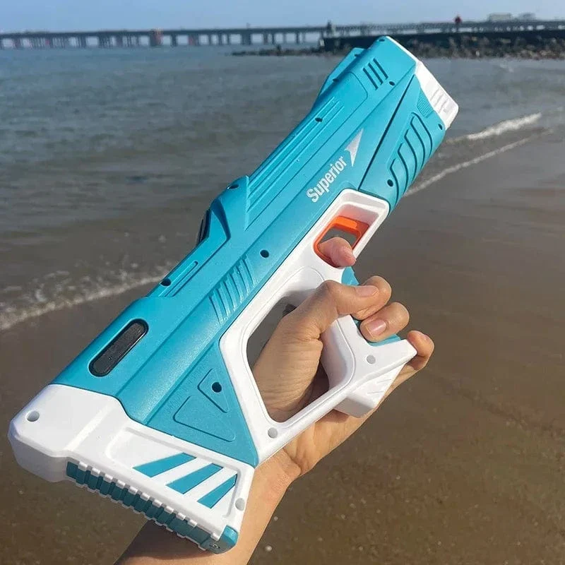 43 cm vollelektrisches automatisches Wasserspeicher-Waffenspielzeug, tragbares Kinder-Sommer-Strand-Outdoor-Kampf-Fantasie-Spielzeug für Jungen-Kinderspiel