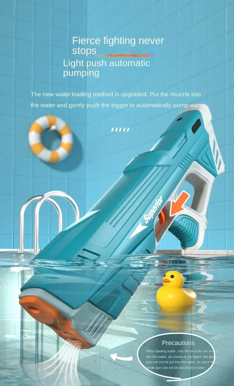 Neue Wasserpistole, elektrisches Spielzeug mit kontinuierlichem Feuer, Sommer-Strand-Pool-Wasserspielzeugpistole, vollautomatisches Wasseraufnahmespielzeug für Kinder