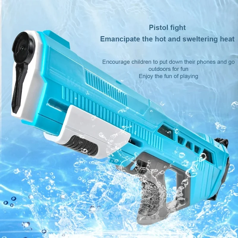 Wasserpistolen-Spielzeug für den Außenbereich, elektrisch, hoher Druck, große Kapazität, Wasserpistole für Sommer, Strand, Schwimmbad, Spiel, interaktives Kinderspielzeug