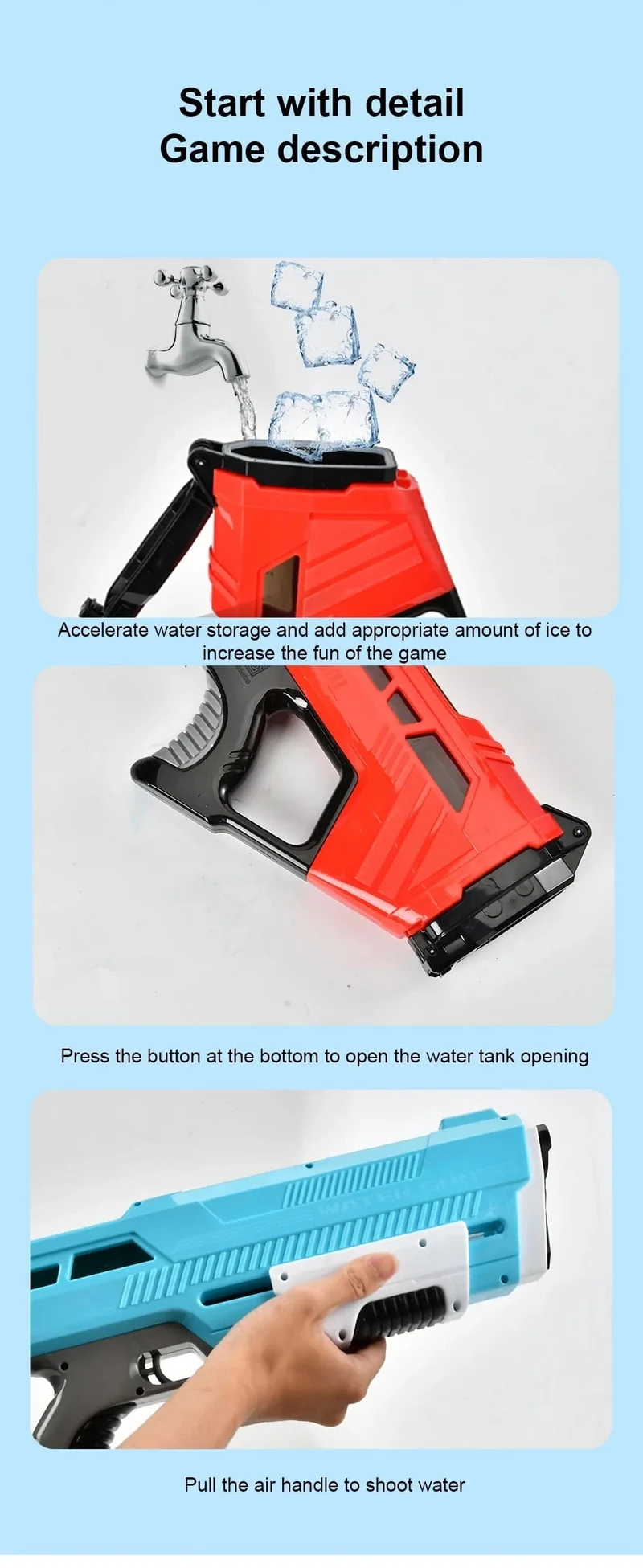 Wasserpistolen-Spielzeug für den Außenbereich, elektrisch, hoher Druck, große Kapazität, Wasserpistole für Sommer, Strand, Schwimmbad, Spiel, interaktives Kinderspielzeug