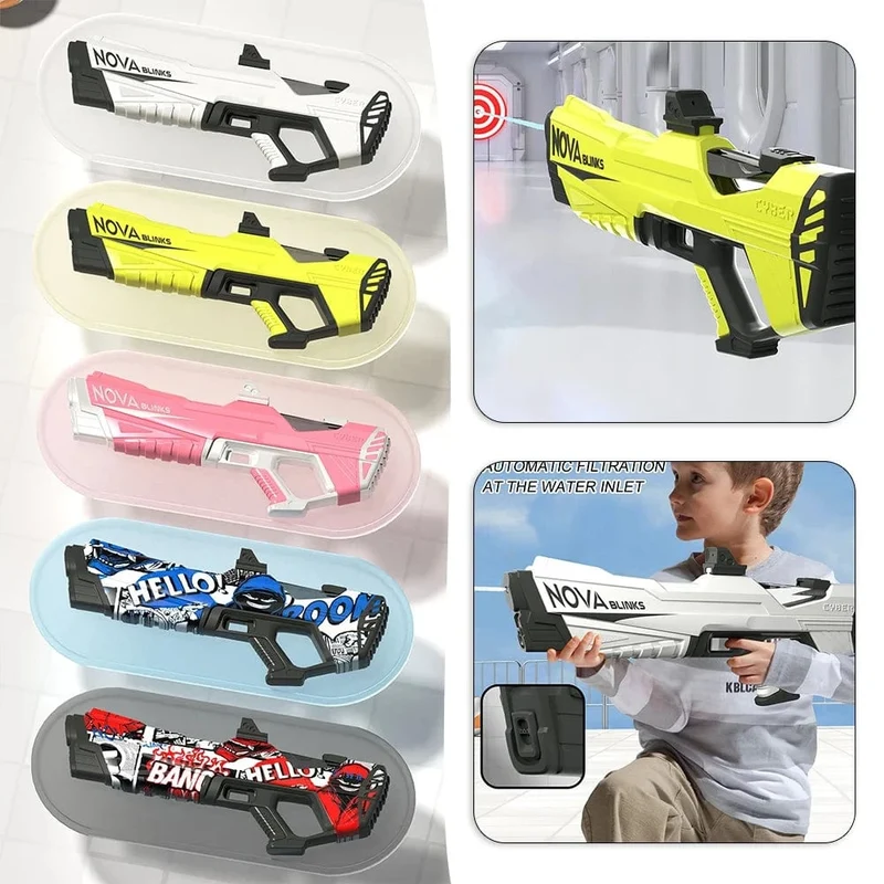 Automatische elektrische Wasserpistole, automatische Saugwasserpistolen für Erwachsene und Kinder, batteriebetrieben, Squirt Blaster, Sommer-Pool-Strand-Outdoor-Spielzeug