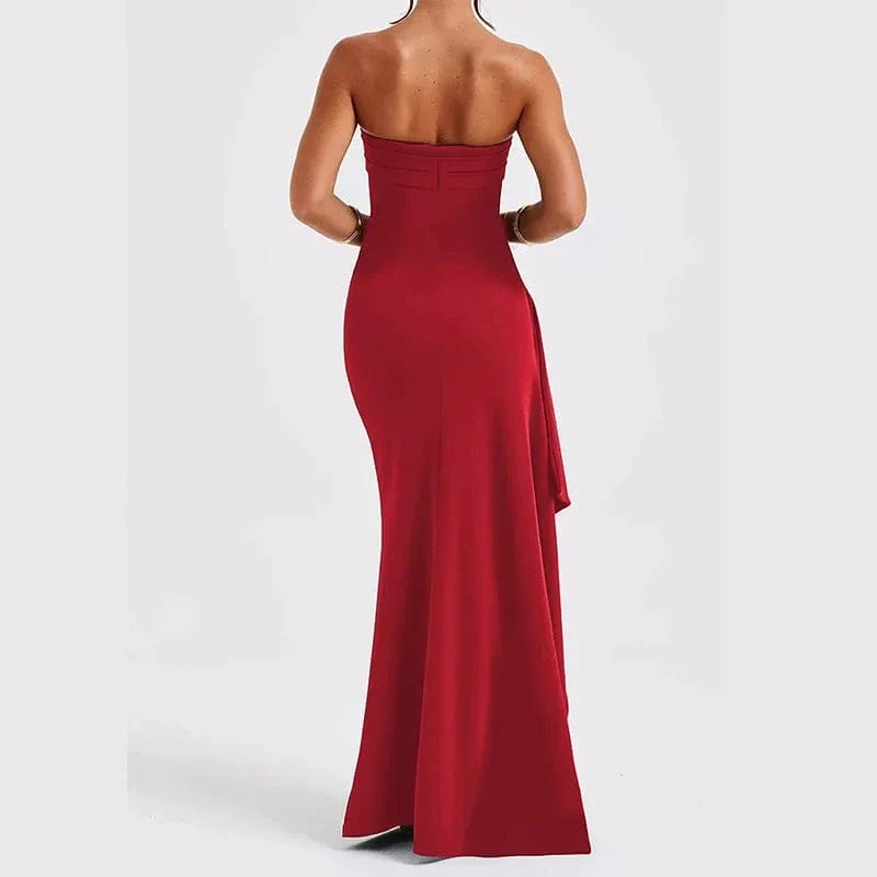 2025 frauen Sommer Slash Neck Liebsten Party Abendkleid Casual Ärmelloses Hohe Slit Langes Kleid Elegante Backless Sexy Kleid