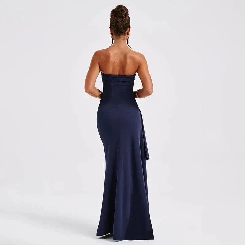 2025 frauen Sommer Slash Neck Liebsten Party Abendkleid Casual Ärmelloses Hohe Slit Langes Kleid Elegante Backless Sexy Kleid