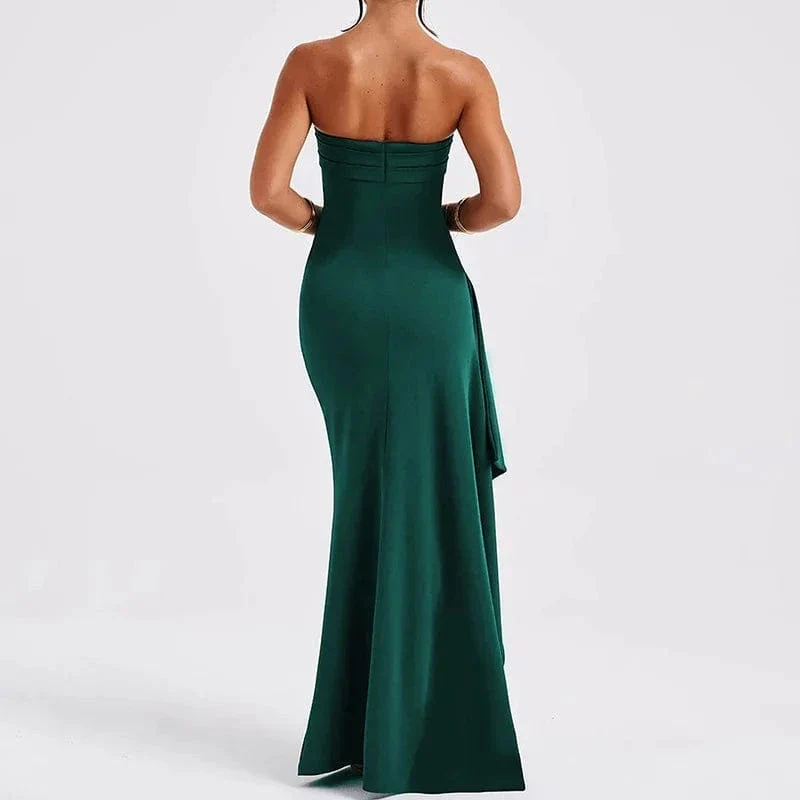 2025 frauen Sommer Slash Neck Liebsten Party Abendkleid Casual Ärmelloses Hohe Slit Langes Kleid Elegante Backless Sexy Kleid