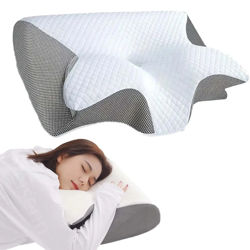 Releep Zervikales Nackenkissen zur Linderung von Nackenschmerzen, verstellbares Konturkissen zum Schlafen, ergonomisches Memory Foam-Kissen für Seitenschläfer