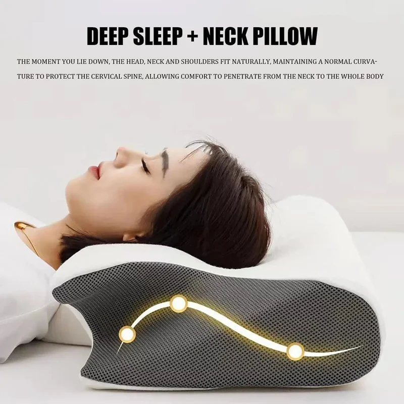 1 Stück Nackenkissen aus Memory-Schaum, 2-in-1 ergonomisches orthopädisches Konturkissen gegen Nackenschmerzen, konturierte Stützkissen, Nackenkissen