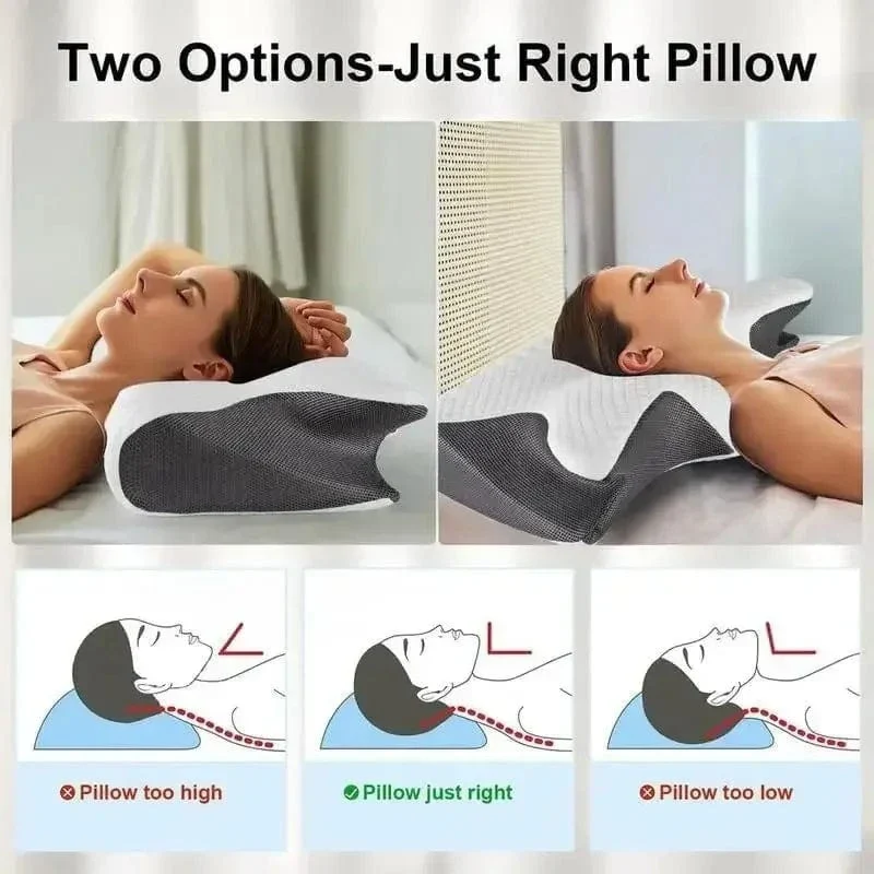 1 Stück Nackenkissen aus Memory-Schaum, 2-in-1 ergonomisches orthopädisches Konturkissen gegen Nackenschmerzen, konturierte Stützkissen, Nackenkissen