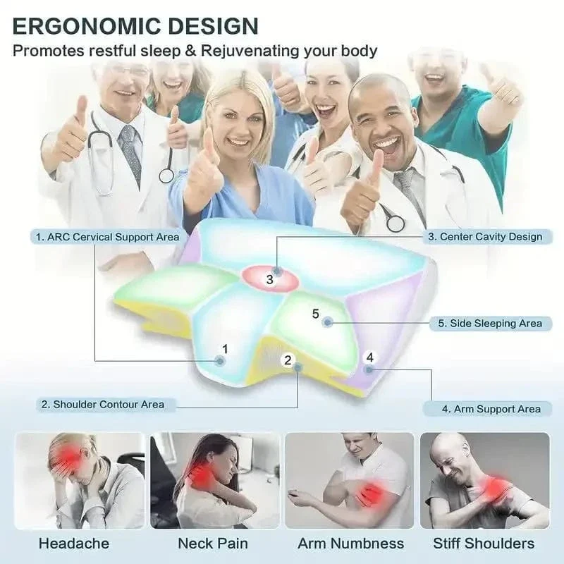 1 Stück Nackenkissen aus Memory-Schaum, 2-in-1 ergonomisches orthopädisches Konturkissen gegen Nackenschmerzen, konturierte Stützkissen, Nackenkissen
