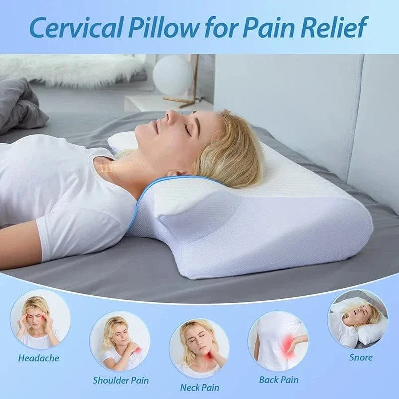 1 Stück Nackenkissen aus Memory-Schaum, 2-in-1 ergonomisches orthopädisches Konturkissen gegen Nackenschmerzen, konturierte Stützkissen, Nackenkissen