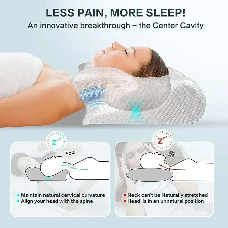 1pc Memory Foam Nackenkissen Fast Rebound Memory Schlafkissen 2in1 Ergonomisches Orthopädisches Kissen für Nackenschmerzen Nackenkissen