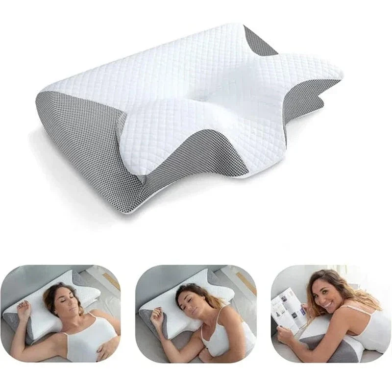 1 Stück Nackenkissen aus Memory-Schaum, 2-in-1 ergonomisches orthopädisches Konturkissen gegen Nackenschmerzen, konturierte Stützkissen, Nackenkissen