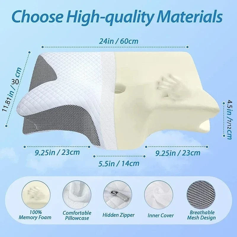 1 Stück Nackenkissen aus Memory-Schaum, 2-in-1 ergonomisches orthopädisches Konturkissen gegen Nackenschmerzen, konturierte Stützkissen, Nackenkissen