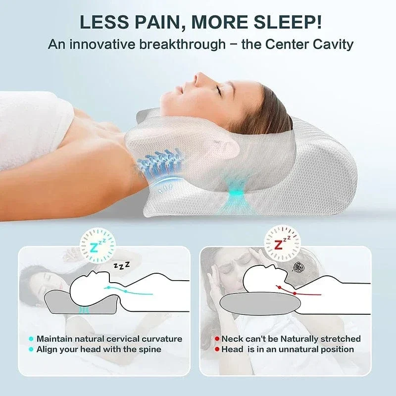 1 Stück Nackenkissen aus Memory-Schaum, 2-in-1 ergonomisches orthopädisches Konturkissen gegen Nackenschmerzen, konturierte Stützkissen, Nackenkissen