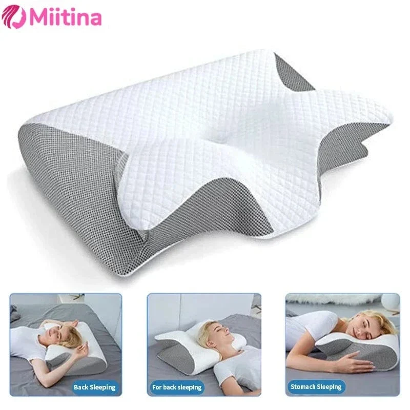 Schlaf-Memory-Nackenkissen, Schmetterling, langsame Rückfederung, bequemes Memory-Schaum-Schlafkissen, zervikales orthopädisches Nackenmassage-Bettkissen