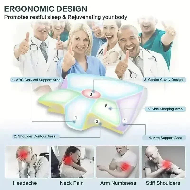 Schlaf-Memory-Nackenkissen, Schmetterling, langsame Rückfederung, bequemes Memory-Schaum-Schlafkissen, zervikales orthopädisches Nackenmassage-Bettkissen