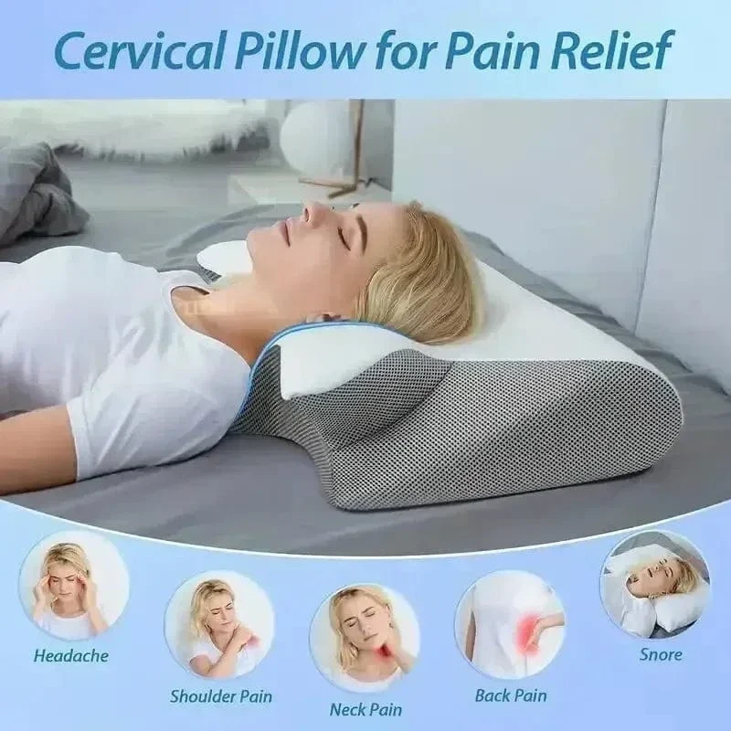 Schlaf-Memory-Nackenkissen, Schmetterling, langsame Rückfederung, bequemes Memory-Schaum-Schlafkissen, zervikales orthopädisches Nackenmassage-Bettkissen