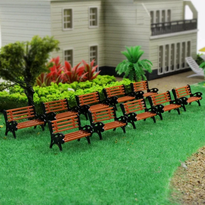 10 Stück Modelleisenbahn HO TT Maßstab 1:87 Bank Stuhl Sofa Straßenpark Layout Modell Parkbank Mini Garten Ornament Parkbank Handwerk