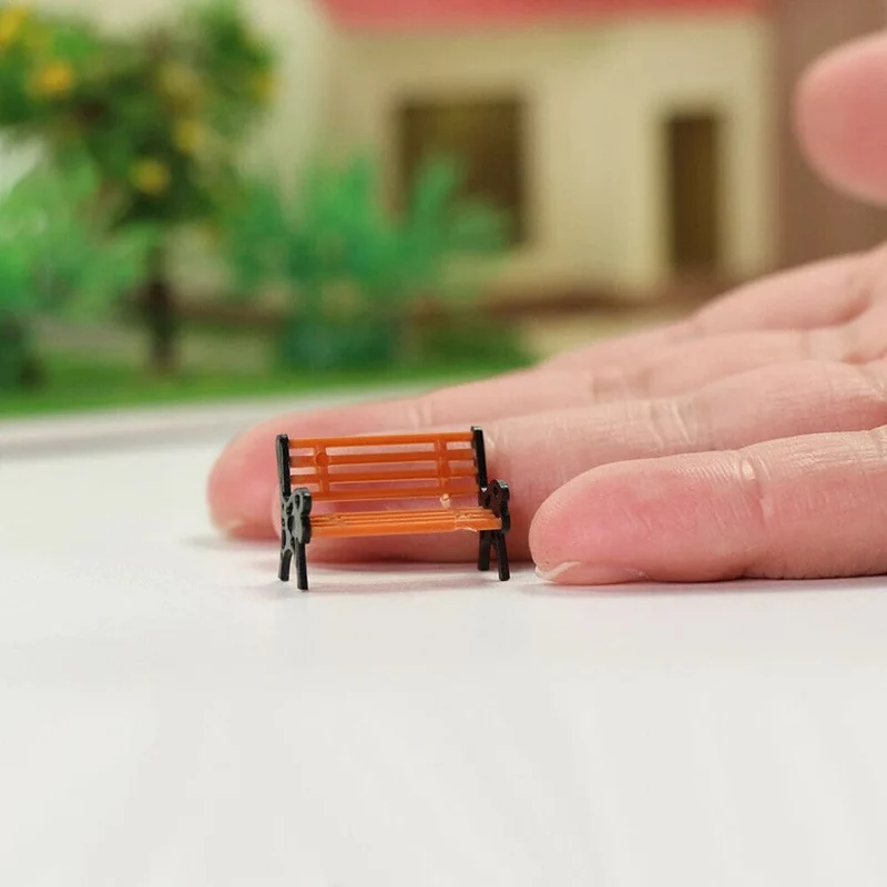 10 Stück Modelleisenbahn HO TT Maßstab 1:87 Bank Stuhl Sofa Straßenpark Layout Modell Parkbank Mini Garten Ornament Parkbank Handwerk