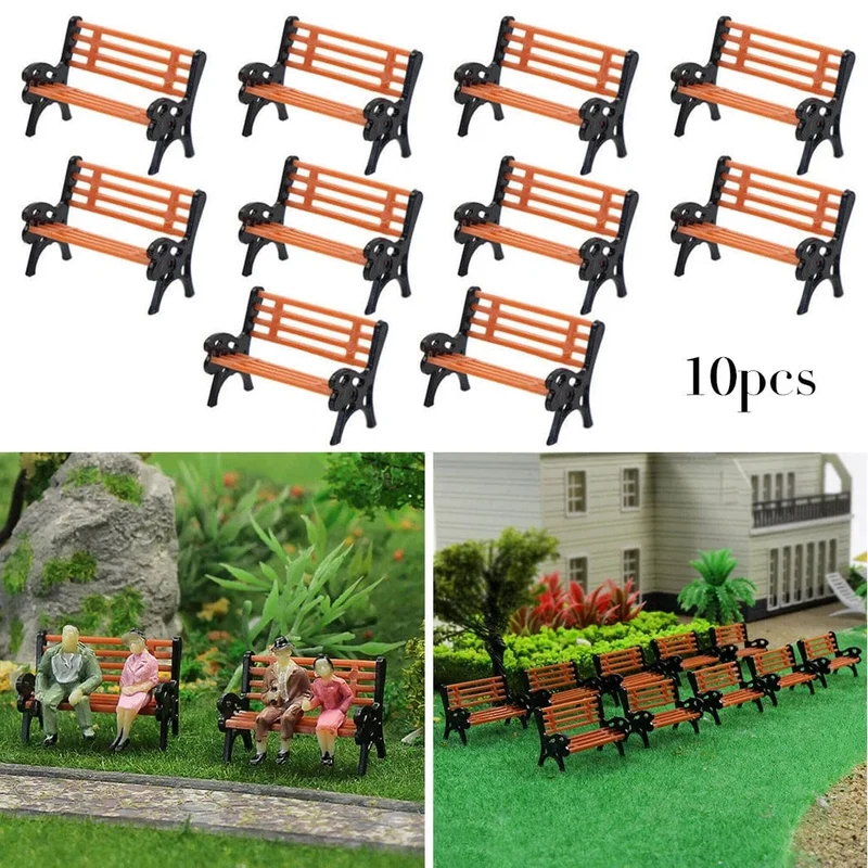 10 Stück Modelleisenbahn HO TT Maßstab 1:87 Bank Stuhl Sofa Straßenpark Layout Modell Parkbank Mini Garten Ornament Parkbank Handwerk