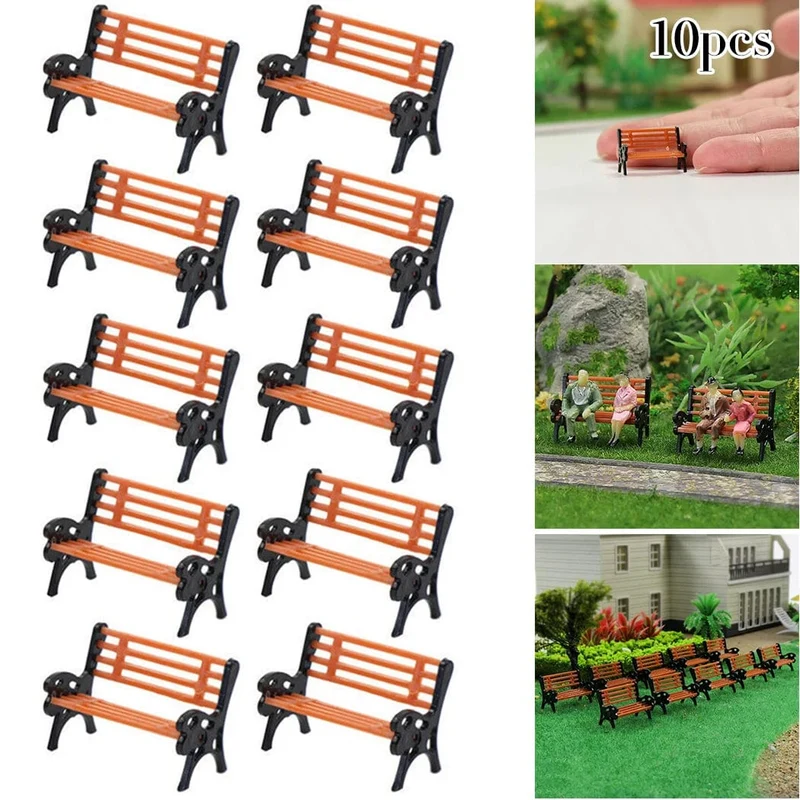 10 Stück Modelleisenbahn HO TT Maßstab 1:87 Bank Stuhl Sofa Straßenpark Layout Modell Parkbank Mini Garten Ornament Parkbank Handwerk