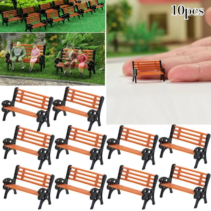 10 Stück Modelleisenbahn HO TT Maßstab 1:87 Bank Stuhl Sofa Straßenpark Layout Modell Parkbank Mini Garten Ornament Parkbank Handwerk