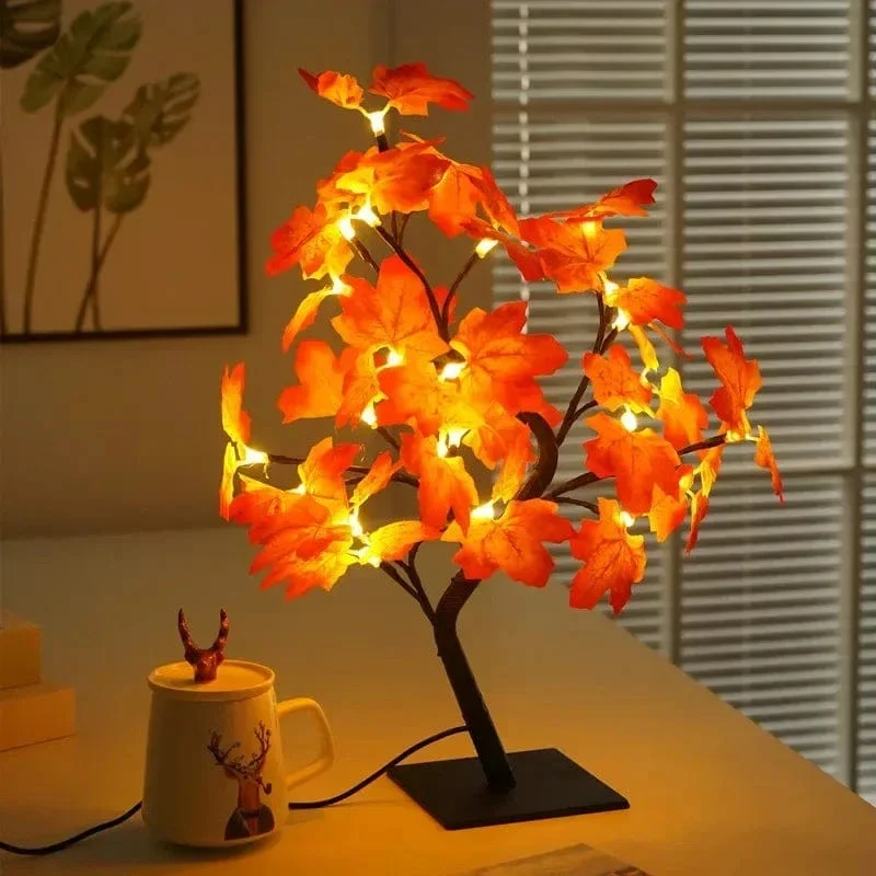 24 LED Maple Leaf Fairy Light Flower Tree Tischlampe Rose Nachtlicht Geschenke für Hochzeitsfeier Herbst Halloween Dekoration