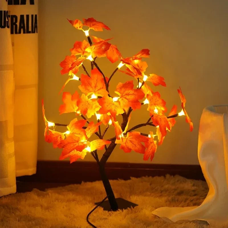 24 LED Maple Leaf Fairy Light Flower Tree Tischlampe Rose Nachtlicht Geschenke für Hochzeitsfeier Herbst Halloween Dekoration