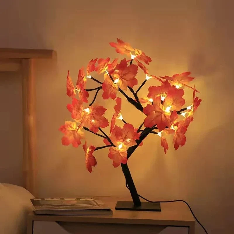 24 LED Maple Leaf Fairy Light Flower Tree Tischlampe Rose Nachtlicht Geschenke für Hochzeitsfeier Herbst Halloween Dekoration