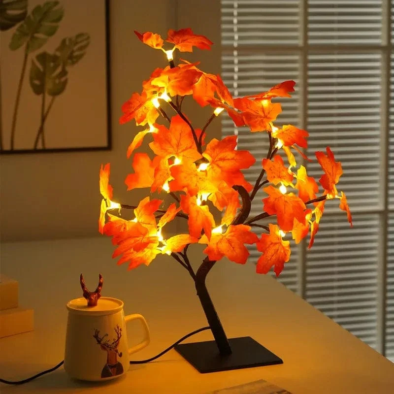 24 LED Maple Leaf Fairy Light Flower Tree Tischlampe Rose Nachtlicht Geschenke für Hochzeitsfeier Herbst Halloween Dekoration