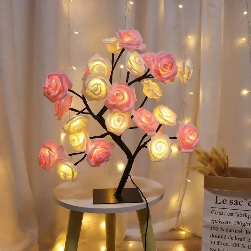24 LED Maple Leaf Fairy Light Flower Tree Tischlampe Rose Nachtlicht Geschenke für Hochzeitsfeier Herbst Halloween Dekoration