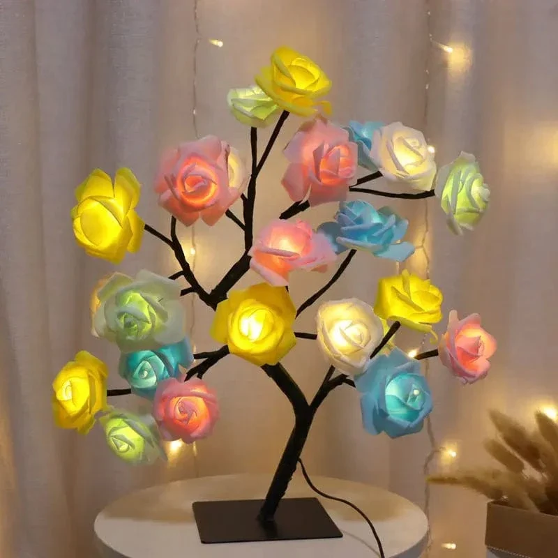 24 LED Maple Leaf Fairy Light Flower Tree Tischlampe Rose Nachtlicht Geschenke für Hochzeitsfeier Herbst Halloween Dekoration
