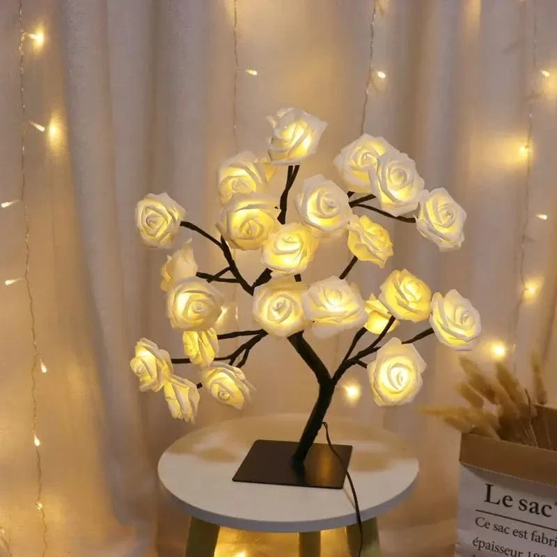 24 LED Maple Leaf Fairy Light Flower Tree Tischlampe Rose Nachtlicht Geschenke für Hochzeitsfeier Herbst Halloween Dekoration