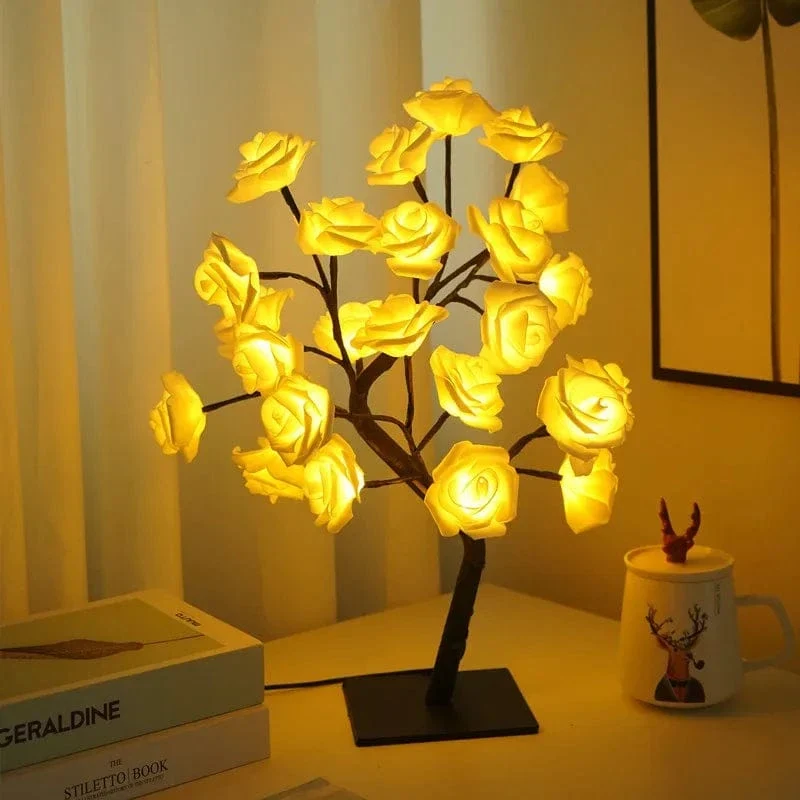 24 LED Maple Leaf Fairy Light Flower Tree Tischlampe Rose Nachtlicht Geschenke für Hochzeitsfeier Herbst Halloween Dekoration