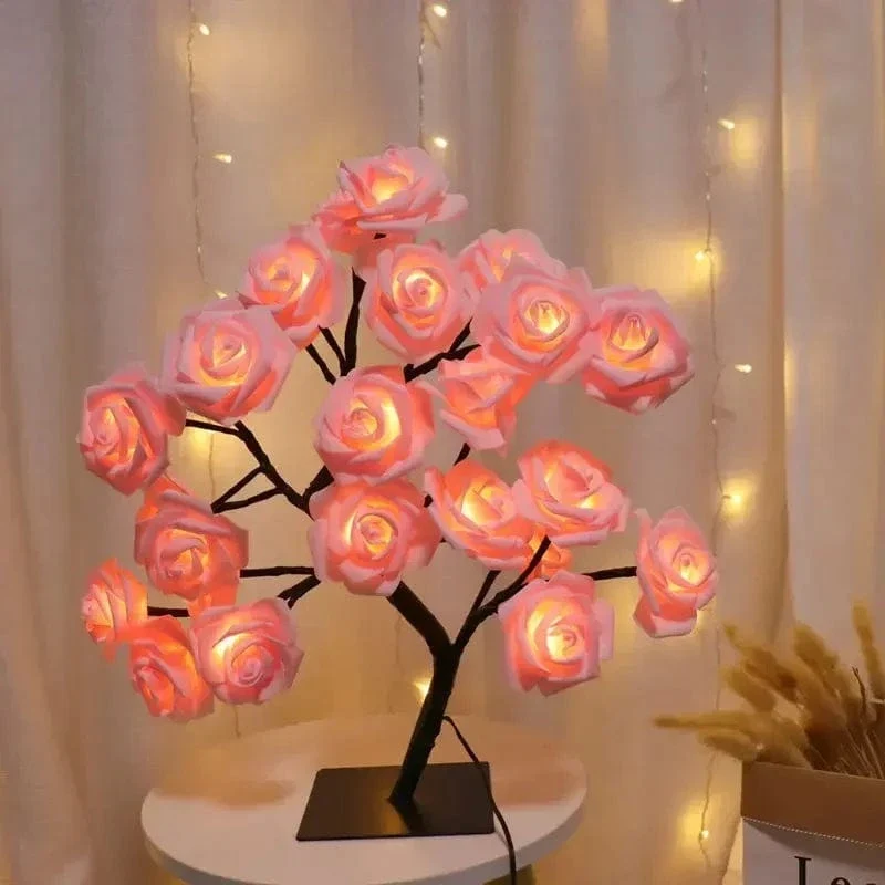 24 LED Maple Leaf Fairy Light Flower Tree Tischlampe Rose Nachtlicht Geschenke für Hochzeitsfeier Herbst Halloween Dekoration