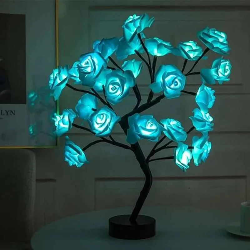 24 LED Rosenbaum Lichter USB Stecker Tischlampe Fee Blume Nachtlicht für Home Party Weihnachten Hochzeit Schlafzimmer Dekoration Geschenk