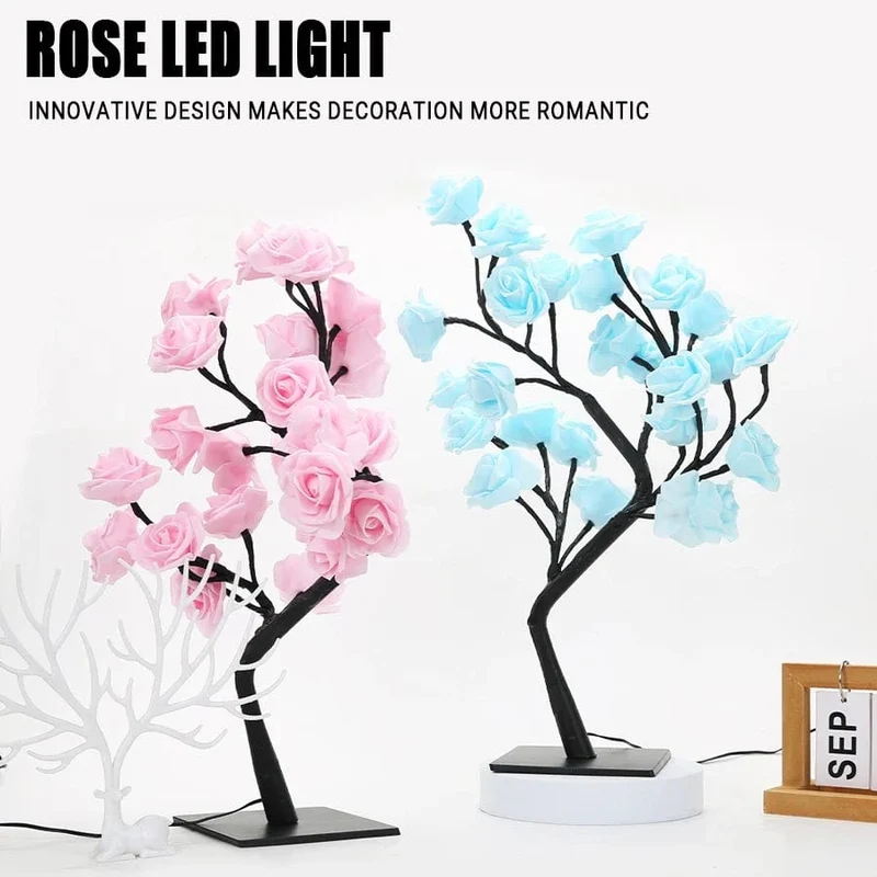 24 LED Rosenbaum Lichter USB Stecker Tischlampe Fee Blume Nachtlicht für Home Party Weihnachten Hochzeit Schlafzimmer Dekoration Geschenk