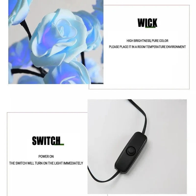 24 LED Rosenbaum Lichter USB Stecker Tischlampe Fee Blume Nachtlicht für Home Party Weihnachten Hochzeit Schlafzimmer Dekoration Geschenk