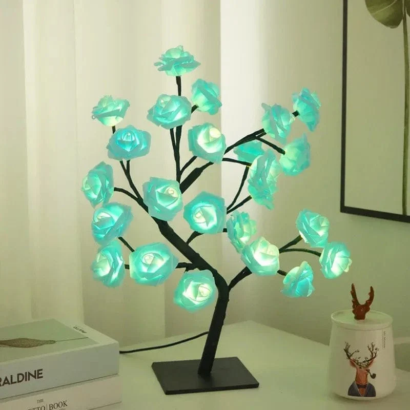 24 LED Rosenbaum Lichter USB Stecker Tischlampe Fee Blume Nachtlicht für Home Party Weihnachten Hochzeit Schlafzimmer Dekoration Geschenk