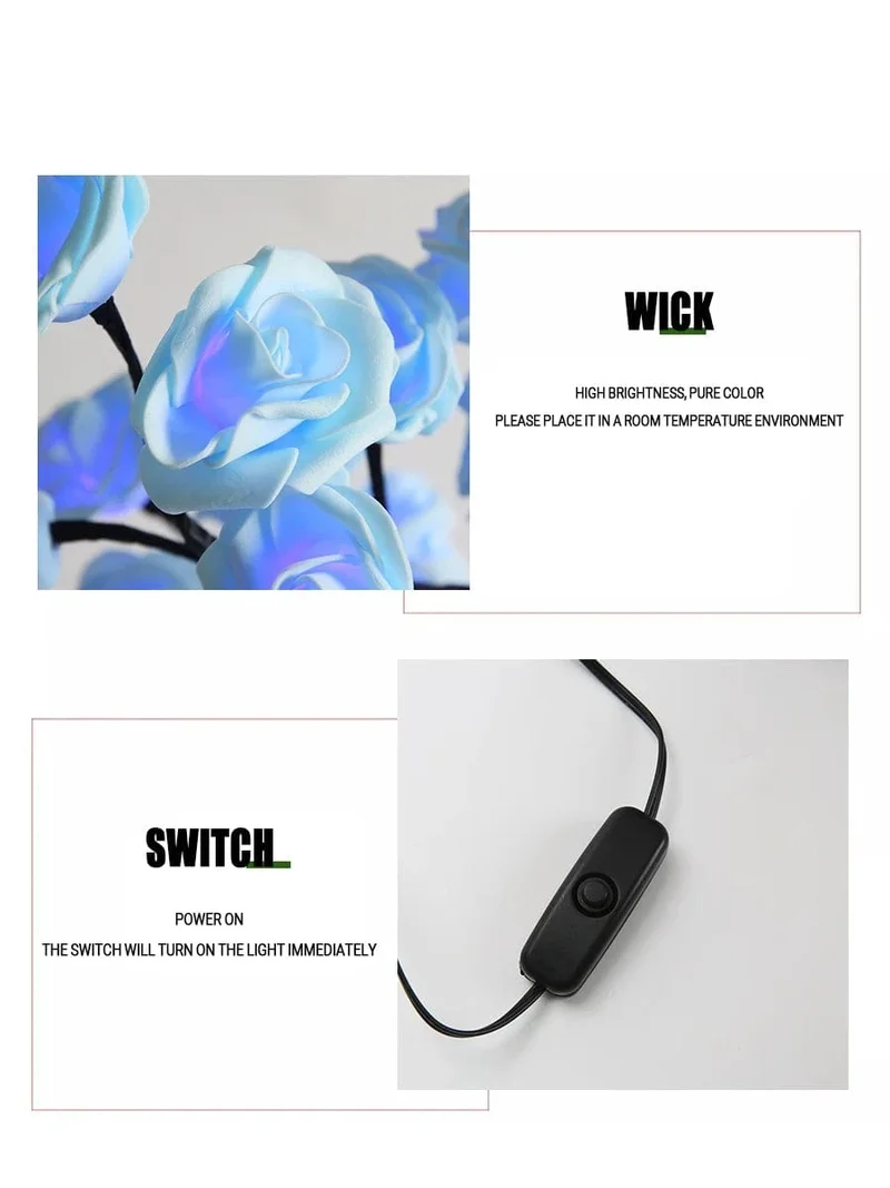 24 LED Rosenbaum Lichter USB Stecker Tischlampe Fee Blume Nachtlicht für Home Party Weihnachten Hochzeit Schlafzimmer Dekoration Geschenk