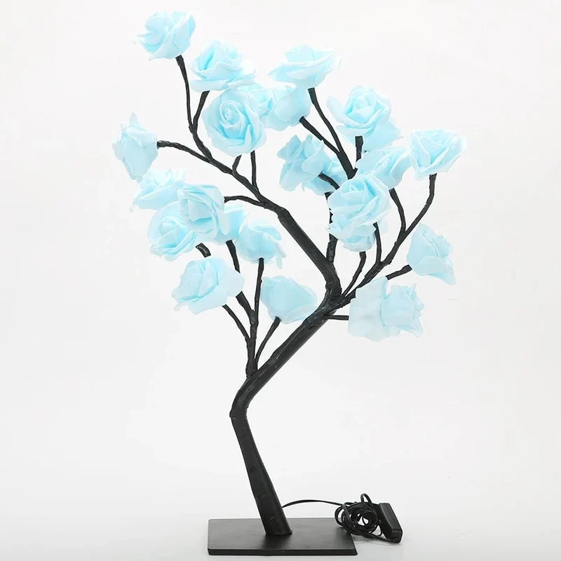 24 LED Rosenbaum Lichter USB Stecker Tischlampe Fee Blume Nachtlicht für Home Party Weihnachten Hochzeit Schlafzimmer Dekoration Geschenk