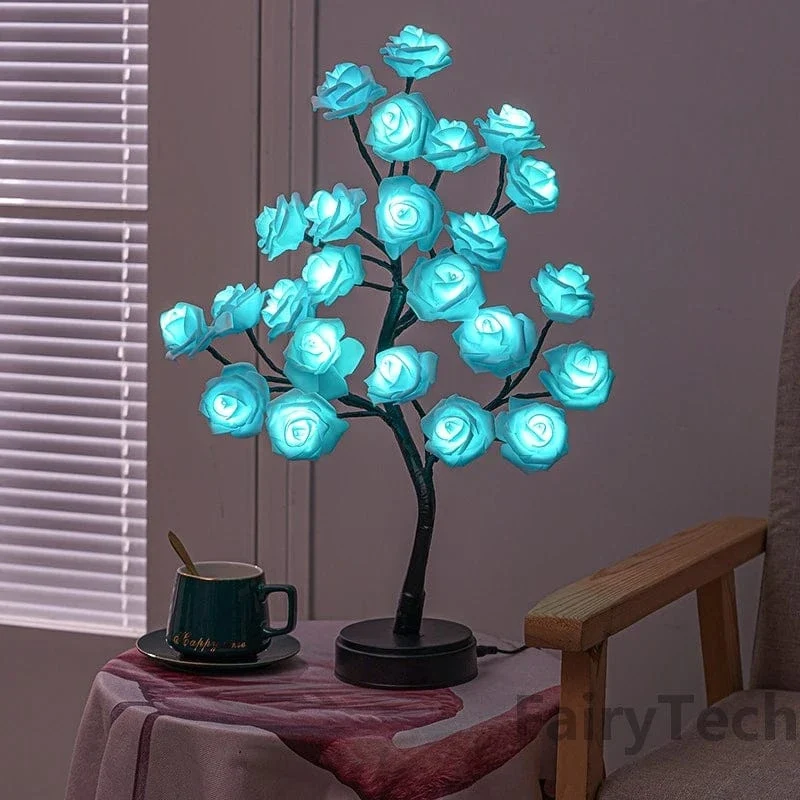 24 LED Rose Blume Baum Lichter USB Tisch Lampe Fee Maple Leaf Nacht Licht Home Party Weihnachten Hochzeit Schlafzimmer Dekoration Geschenk