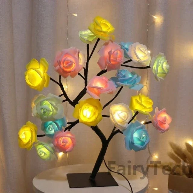 24 LED Rose Blume Baum Lichter USB Tisch Lampe Fee Maple Leaf Nacht Licht Home Party Weihnachten Hochzeit Schlafzimmer Dekoration Geschenk