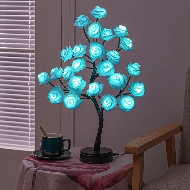 24 LED Rose Blume Baum Lichter USB Tisch Lampe Fee Maple Leaf Nacht Licht Home Party Weihnachten Hochzeit Schlafzimmer Dekoration Geschenk