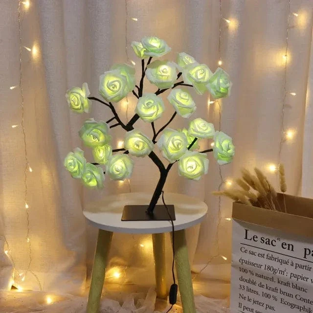 24 LED Rose Blume Baum Lichter USB Tisch Lampe Fee Maple Leaf Nacht Licht Home Party Weihnachten Hochzeit Schlafzimmer Dekoration Geschenk