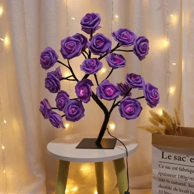 24 LED Rose Blume Baum Lichter USB Tisch Lampe Fee Maple Leaf Nacht Licht Home Party Weihnachten Hochzeit Schlafzimmer Dekoration Geschenk