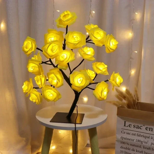 24 LED Rose Blume Baum Lichter USB Tisch Lampe Fee Maple Leaf Nacht Licht Home Party Weihnachten Hochzeit Schlafzimmer Dekoration Geschenk