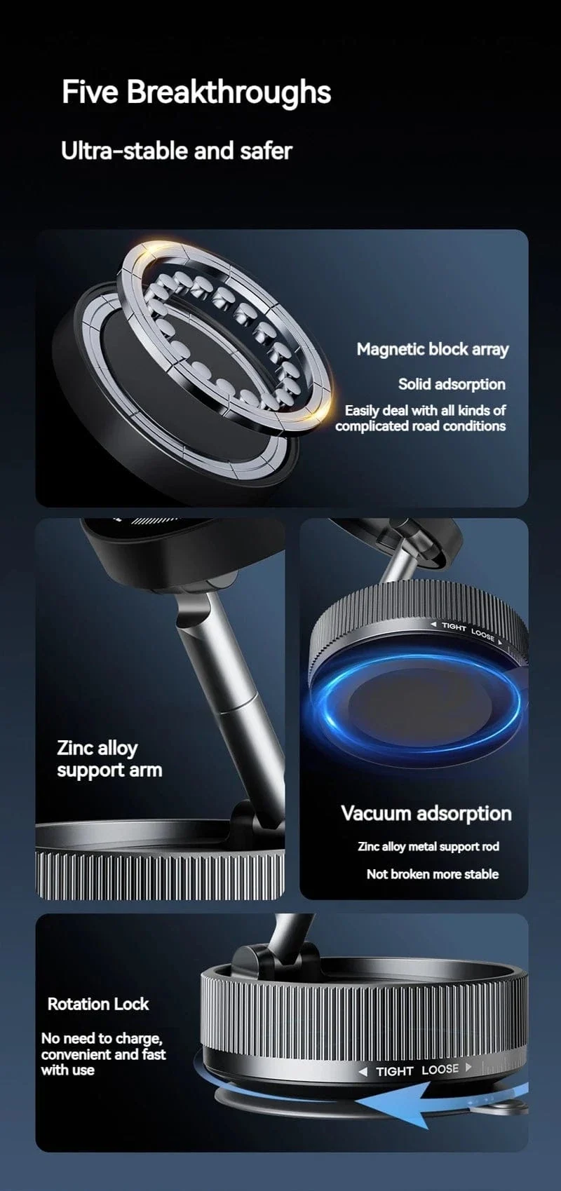 Vakuum-Magnet-Autotelefonhalter, faltbarer Saugnapf, Küchenspiegel, Fitnessstudio, Bad, Dusche für iPhone 16 15 14 13 12 11 Pro Max Samsung