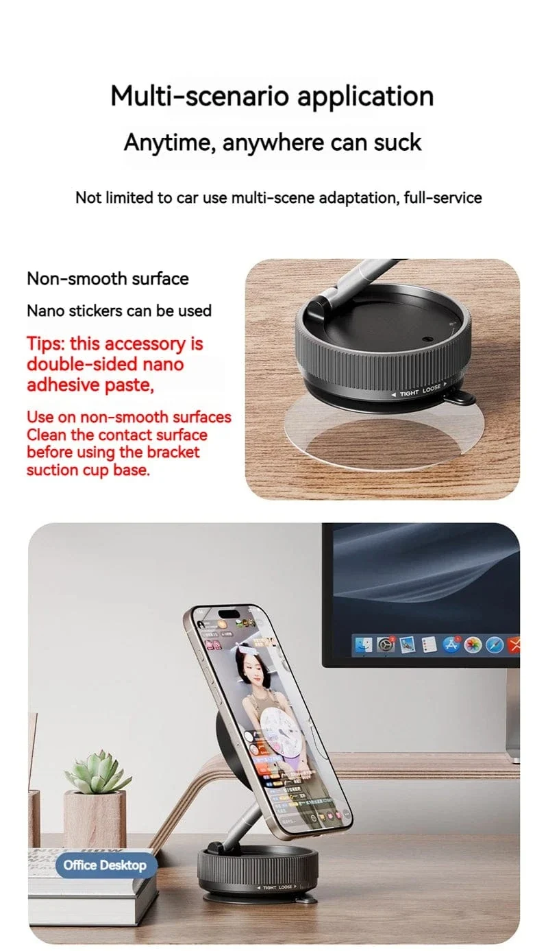 Vakuum-Magnet-Autotelefonhalter, faltbarer Saugnapf, Küchenspiegel, Fitnessstudio, Bad, Dusche für iPhone 16 15 14 13 12 11 Pro Max Samsung