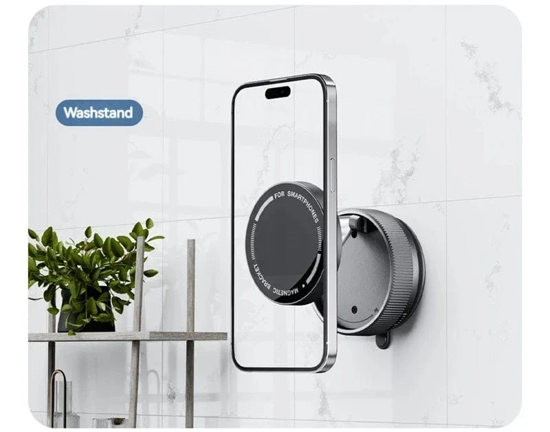 Vakuum-Magnet-Autotelefonhalter, faltbarer Saugnapf, Küchenspiegel, Fitnessstudio, Bad, Dusche für iPhone 16 15 14 13 12 11 Pro Max Samsung